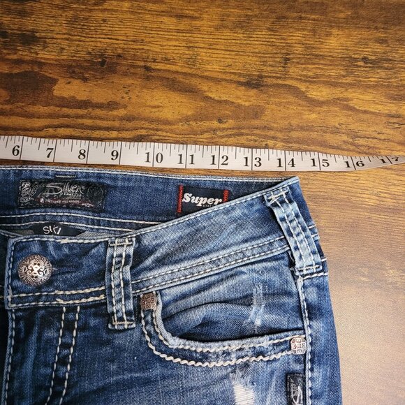 Silver Jeans Sz 28 Suki Mid Capri Super Stretch Tummy Control Medium Light Wash - Picture 9 of 14